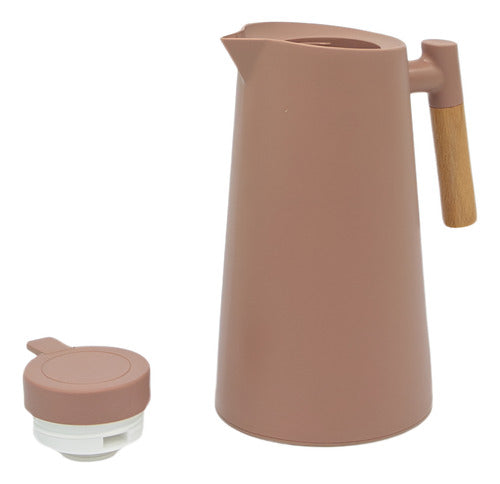 Jarra Termica Norplat 1 Litro Vidrio Aislante Calor Frio Rosa