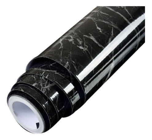 Vinilo Decorativo Adhesivo Norplat Para Cocina Marmol 2mts Negro