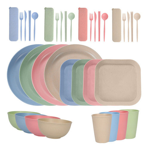 Juego Vajilla 36 Platos Plásticos Reutilizable Color Norplat