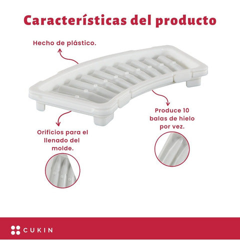 Molde De Plástico Para Balas De Hielo - P/ Botellas - Cukin Blanco