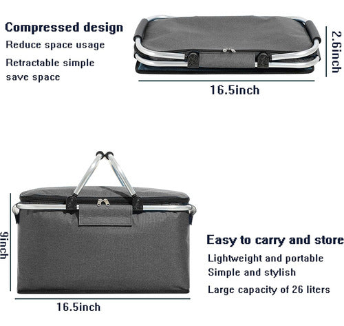 Norplat Canasta Termica Plegable Cooler Portatil Camping Gris