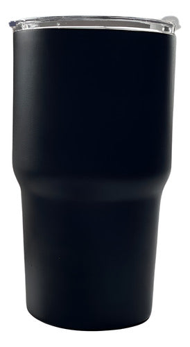 Vaso Mug Termico Cukin 600ml Acero Inox 2 Tapas Y Bombilla Negro Liso