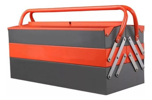 Caja Herramientas Articulada Metálica 3 Niveles - Norplat Naranja