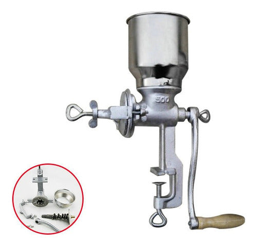 Molinillo Manual De Grano Tolva Alta Cafe Cereales - Cukin  Plateado