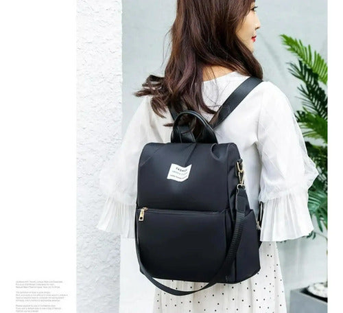 Mochila Bolsa De Mujer Impermeable Tik Tok Viral - Norplat Negro Liso
