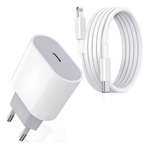 Carga Rapida 20w + Cable 2m Para iPhone Lightning - Norplat Blanco