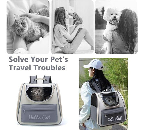 Norplat Mochila Transportador Viaje Mascota Bolso Gato Perro Gris