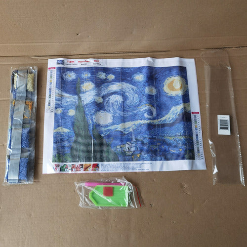 Bordado Pintura Diamante - 40x30cm Diseños Varios - Norplat 05 - La Noche Estrellada
