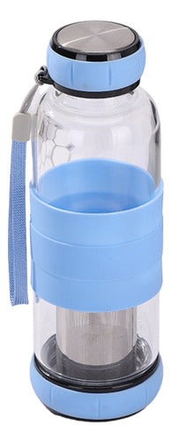 Botella Infusor Vidrio 550cc Difusor Te Bpa-free - Norplat Celeste