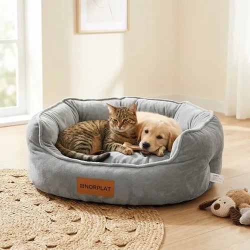 Cama Antiestres Norplat Perro Gato Con Cojín Reversible 60cm Gris Cama Antiestres Reversible