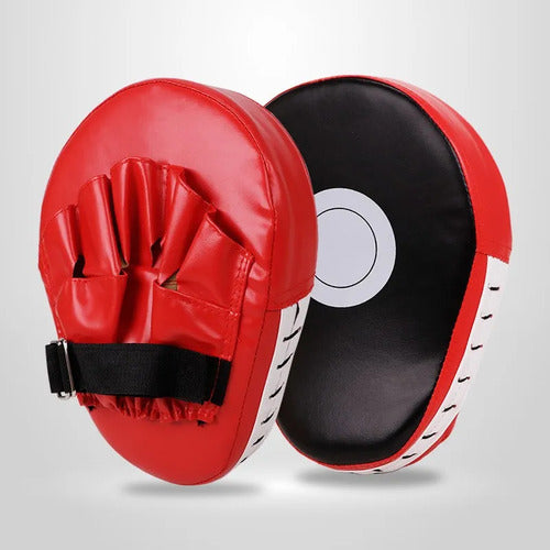 2 Focos Karate Boxeo Norplat Manopla Entrenamiento Curvo Mma Rojo Y Negro