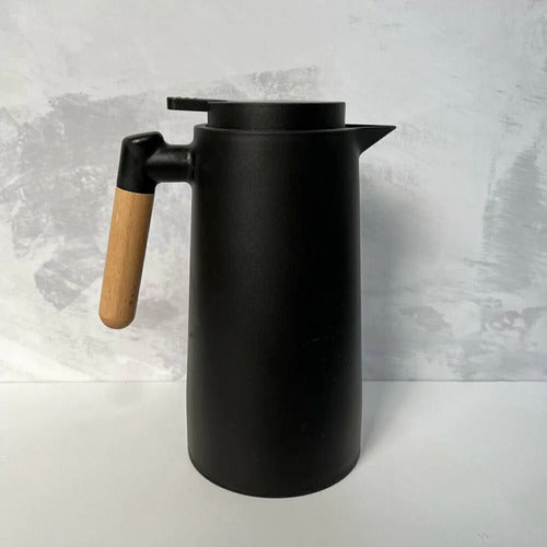 Jarra Termica Norplat 1 Litro Vidrio Aislante Calor Frio Negro