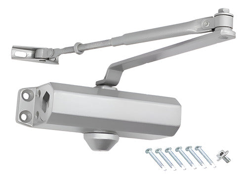 Cierre Automatico Puerta Brazo Hidraulico 45-65kg - Norplat Plateado