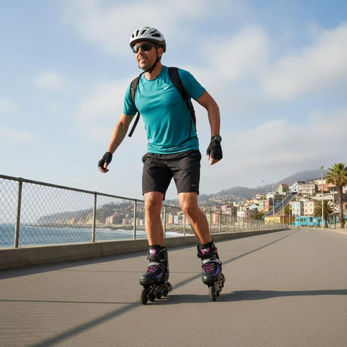 Patines En Linea Rollers Ajustables Adolescentes Adultos  - M - 6.5 Cm - Rosa