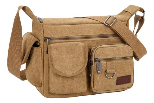Bandolera Maletin Hombre Grande Capacidad Bolsillos Norplat Marrón Claro