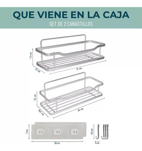Organizador Ducha X2 Adhesivo Baño Esquinero Repisa Inoxidab Negro