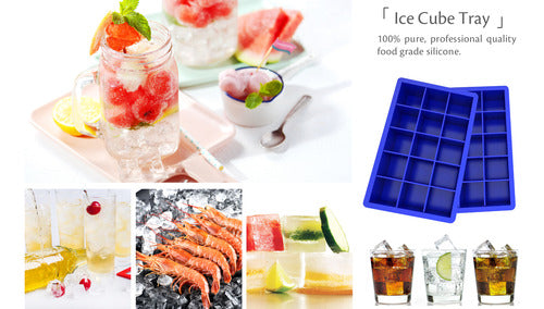 Molde De Silicona Para 15 Cubos De Hielo 3.3 Cm - Cukin Azul Eléctrico