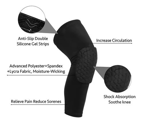 Par Rodillera Honeycomb Con Proteccion Deportiva Negro L