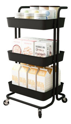 Carro Organizador Mueble Estante De Almacenamiento 3 Niveles Negro