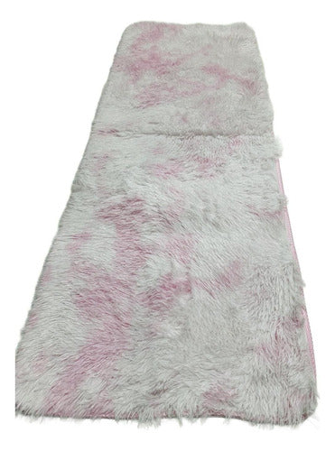 Alfombra Bajada De Cama Peluda 160x60cm 3cm Suave - Norplat Rosa Jaspeado Liso