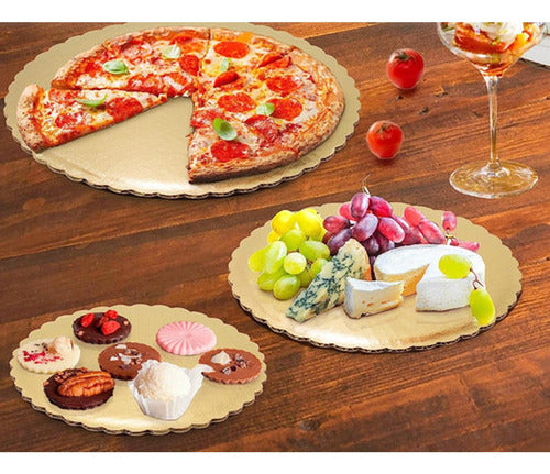 12 Bandeja Dorada Base Redonda Torta Carton 30cm - Norplat Dorado