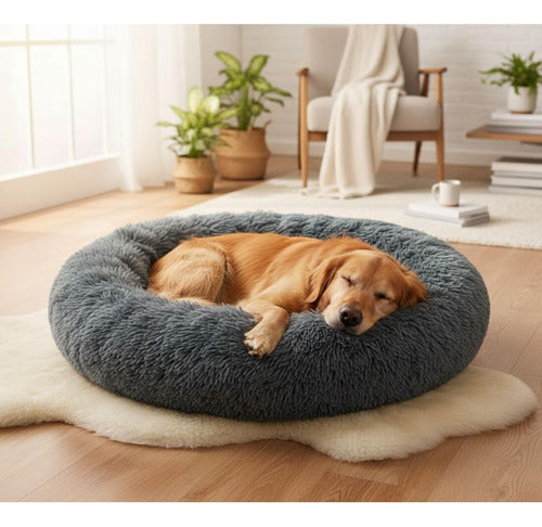 Cama Mascotas Perros Grandes Antiestres 90cm Talla Xxl - Wuf Gris Oscuro