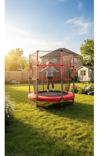 Trampolin Cama Elastica Saltarina Para Niños + Red - Norplat Negro Rojo