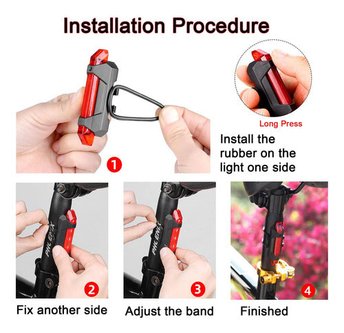  Pack 10 Luces Led Recargables Para Bicicleta - Norplat Negro Rojo