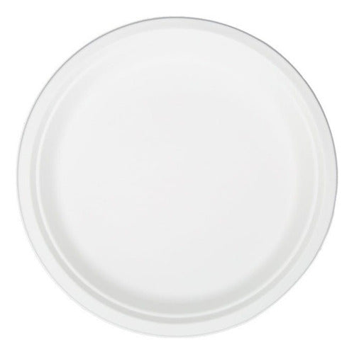 Platos De Pulpa Natural Compostable 22 Cms X 100 Uds - Cukin Blanco Liso