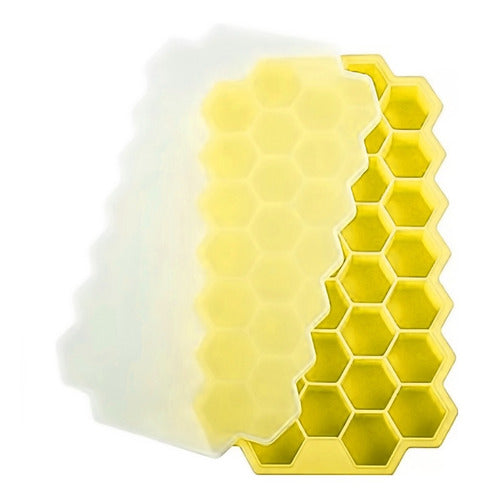Molde De Silicona Para 37 Mini Cubos De Hielo Panel De Abeja Amarillo