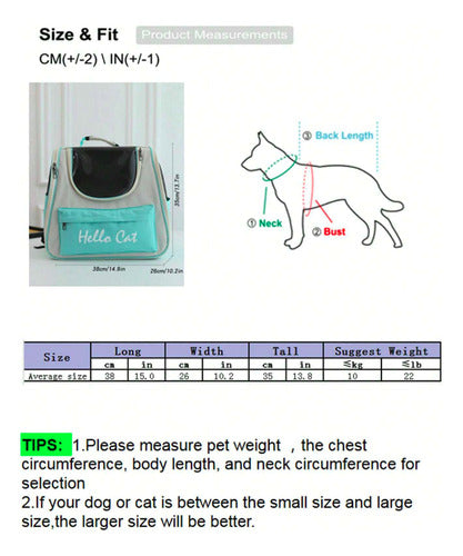 Norplat Mochila Transportador Viaje Mascota Bolso Gato Perro - Azul Claro