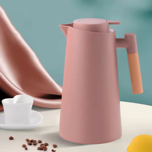 Jarra Termica Norplat 1 Litro Vidrio Aislante Calor Frio Rosa