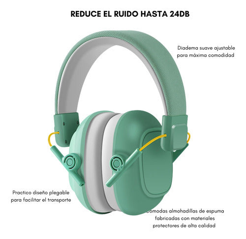 Audífonos Antiruido Niños Y Jóvenes Con Autismo Tdah Norplat Verde Menta
