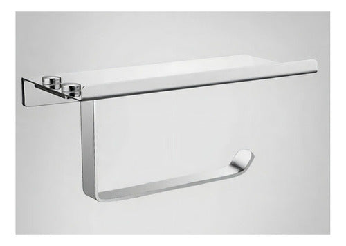 Porta Rollo Papel Higiénico Confort Soporte Celular Norplat Plateado