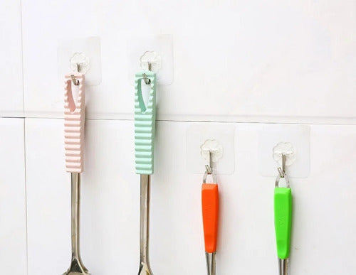 Pack 10 Unidades Gancho Para Pared / Metálico Con Adhesivo Agua