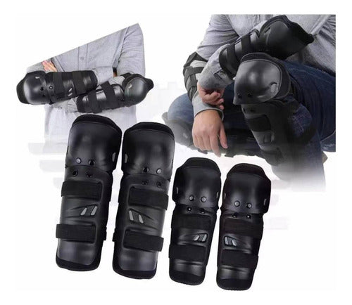 Set Rodilleras Y Coderas Articuladas Protección - Eciclos Negro M