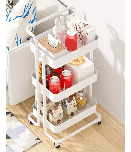 Carro Organizador Mueble Estante De Almacenamiento 3 Niveles Blanco