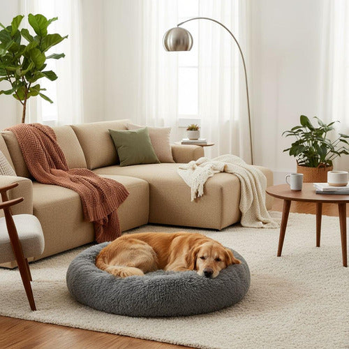 Cama Mascotas Perros Grandes Antiestres 90cm Talla Xxl - Wuf Gris