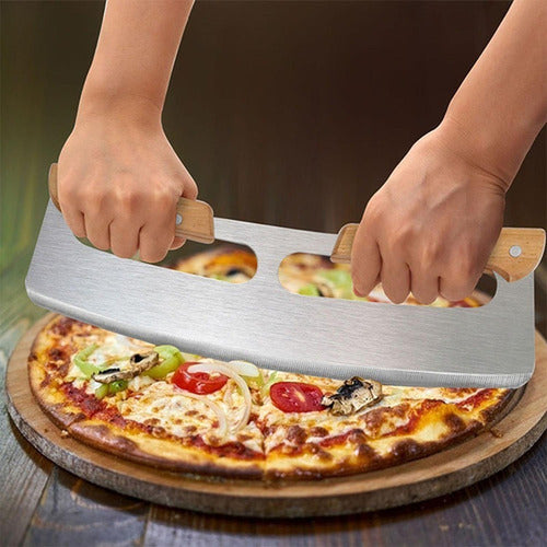 Cortador Pizza Profesional Doble Mango 35 Cm Premium Norplat Plateado