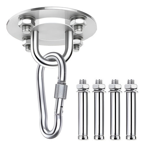 2 Gancho De Suspensión Anclaje Trx Yoga 90mm 500kg - Norplat Plateado