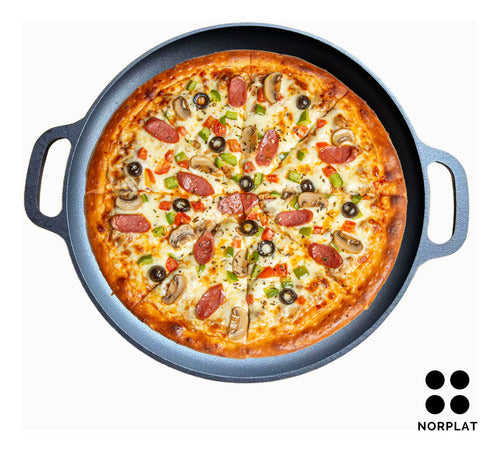 Molde Pizza 34cm Pizzera Argentina Hierro Fundido - Norplat Negro