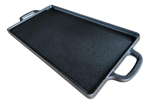 Plancha Bifera Norplat Reversible Hierro Fundido 50x23cm Xl Negro