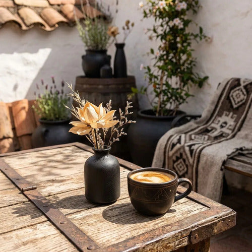 3 Floreros Norplat - Jarron Cerámica Decorativos Para Mesa Negro Lisa