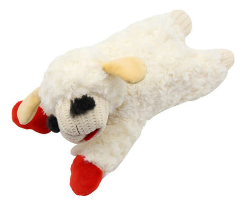 Peluche Oveja Con Texturas Y Sonido Para Mascotas Y Niños Blanco Con Patas Rojas