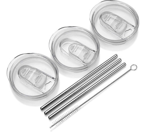 Set Vaso Térmico Acero + Tapa + Bombilla + Limpiador - Cukin Negro Negro