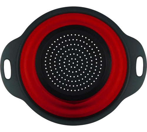 Colador Plegable Para Lavar Fruta O Verdura - Cukin Gris Y Rojo