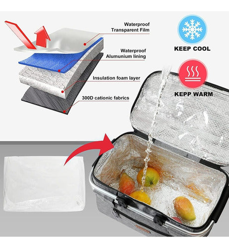 Norplat Canasta Termica Plegable Cooler Portatil Camping Negro