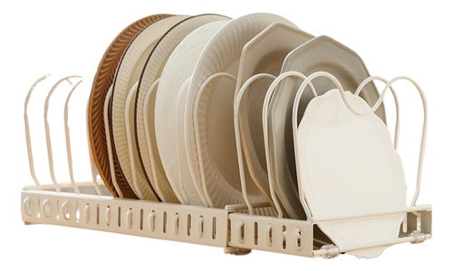 Organizador De Tapas Ollas Sartén Expansible Cocina Norplat Blanco Calido