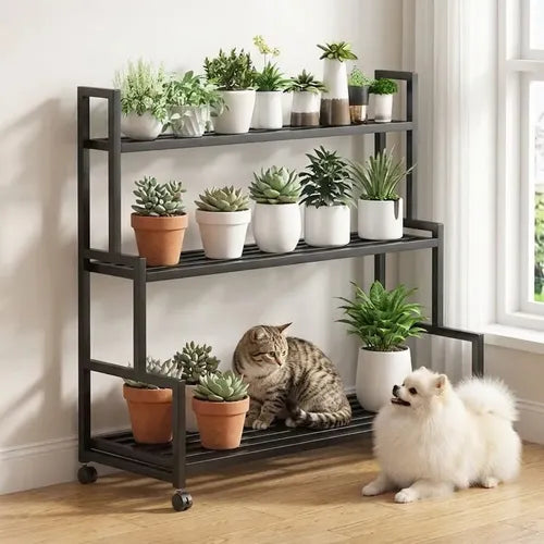 Soporte De 3 Estantes Metalico Norplat Porta Macetas Plantas Lisa