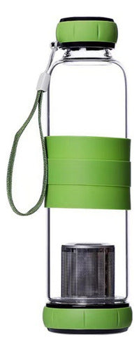 Botella Infusor Vidrio 550cc Difusor Te Bpa-free - Norplat - Verde
